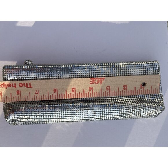 Vintage1970/80s Neiman Marcus mirrored silver chainmail clutch rhinestones glam - Picture 8 of 14